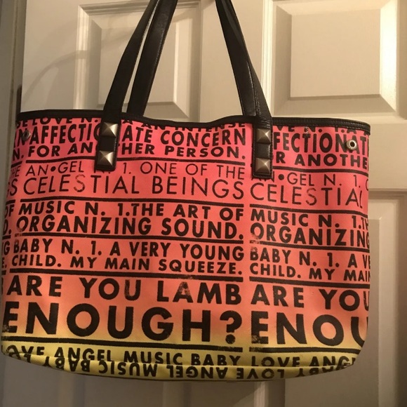 Rare L.A.M.B. Huntley Shoulder Vintage Tote Bag Neon Rasta Ombre Gwen Stefani - Picture 2 of 7